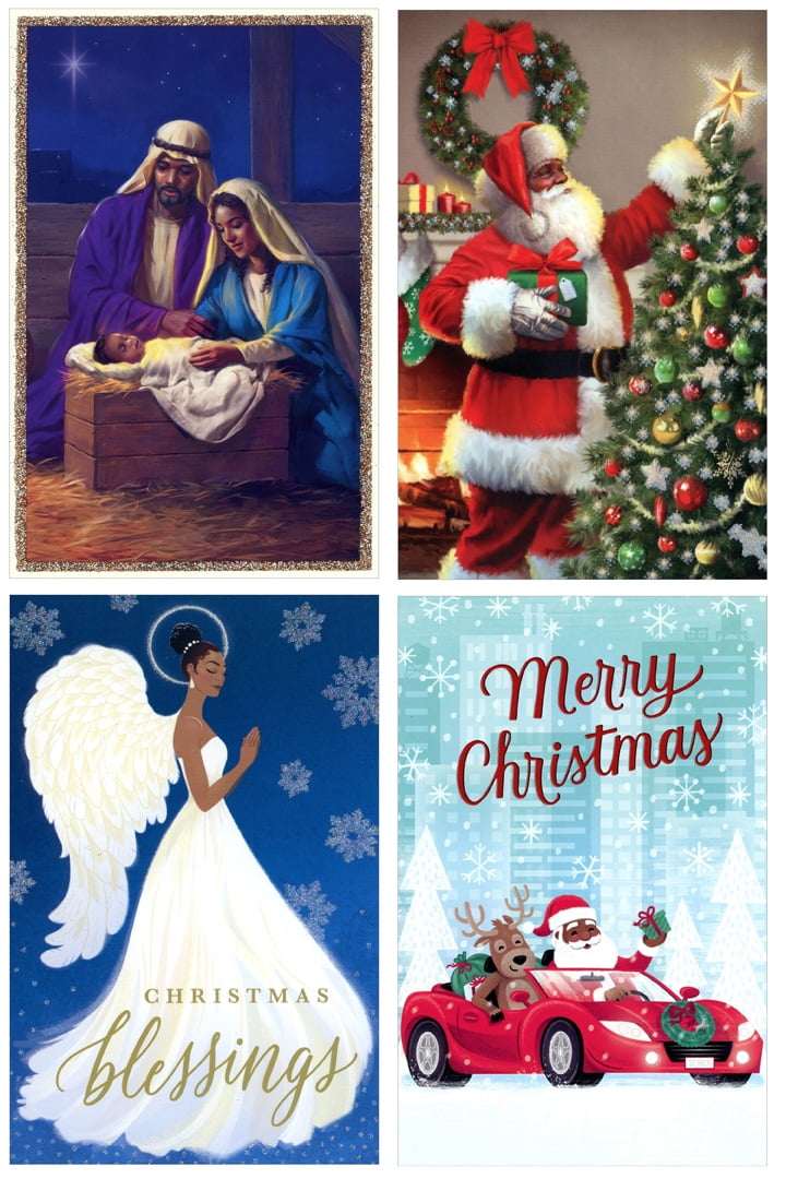 American Greetings African American Card Assortment : Manger Scene, Angel and Santa Box of 20 Christmas Cards - Walmart.com